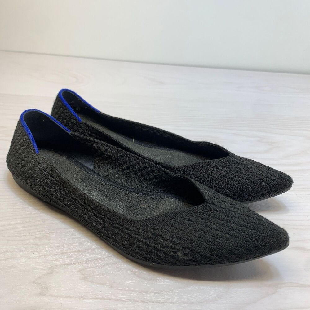 Rothys The‎ Point Black Honeycomb Flats Size 8.5 Slip On Shoes Classic Retired